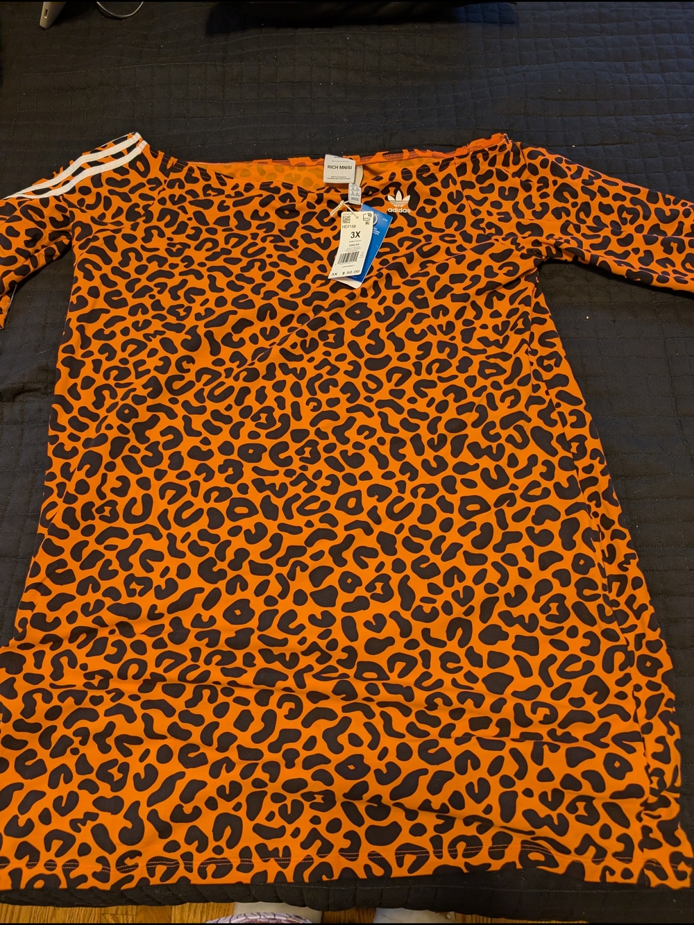 adidas Rich Mnsi Orange and Black Leopard Print Dress - 3X
